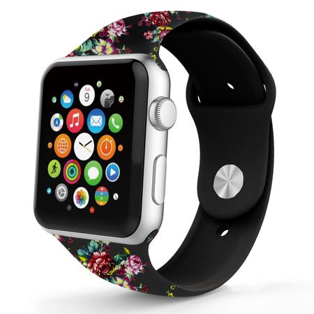 Curea silicon pentru Apple Watch 1,2,3,4, 38/40 mm, Floral Silicone AHA STYLE