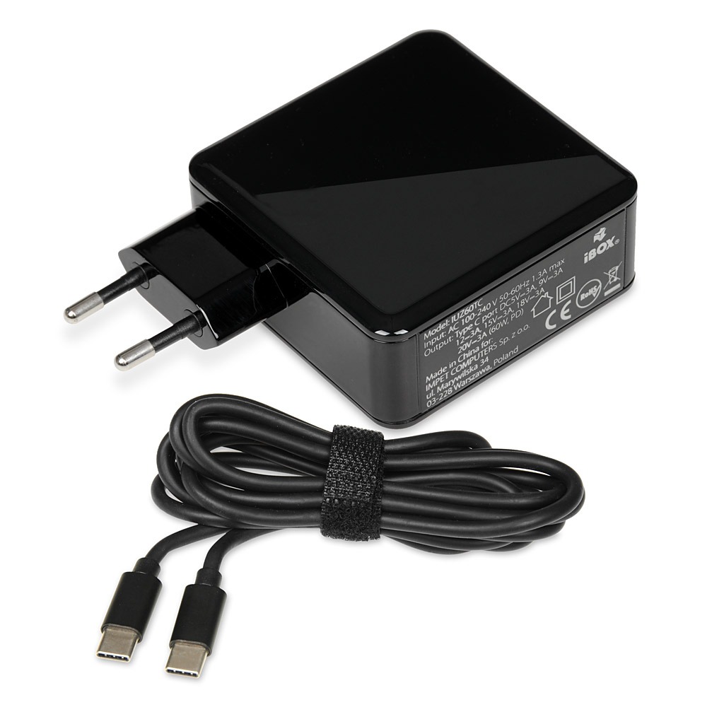 Incarcator retea PD TypeC la Type-C, 60W, IBOX IUZ60TC  