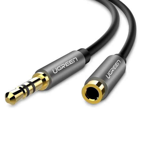 Cablu Audio (Prelungitor) Ugreen Jack 3.5 mm (Tata) la Jack 3.5 mm (Mama), 1 Metru, Argintiu