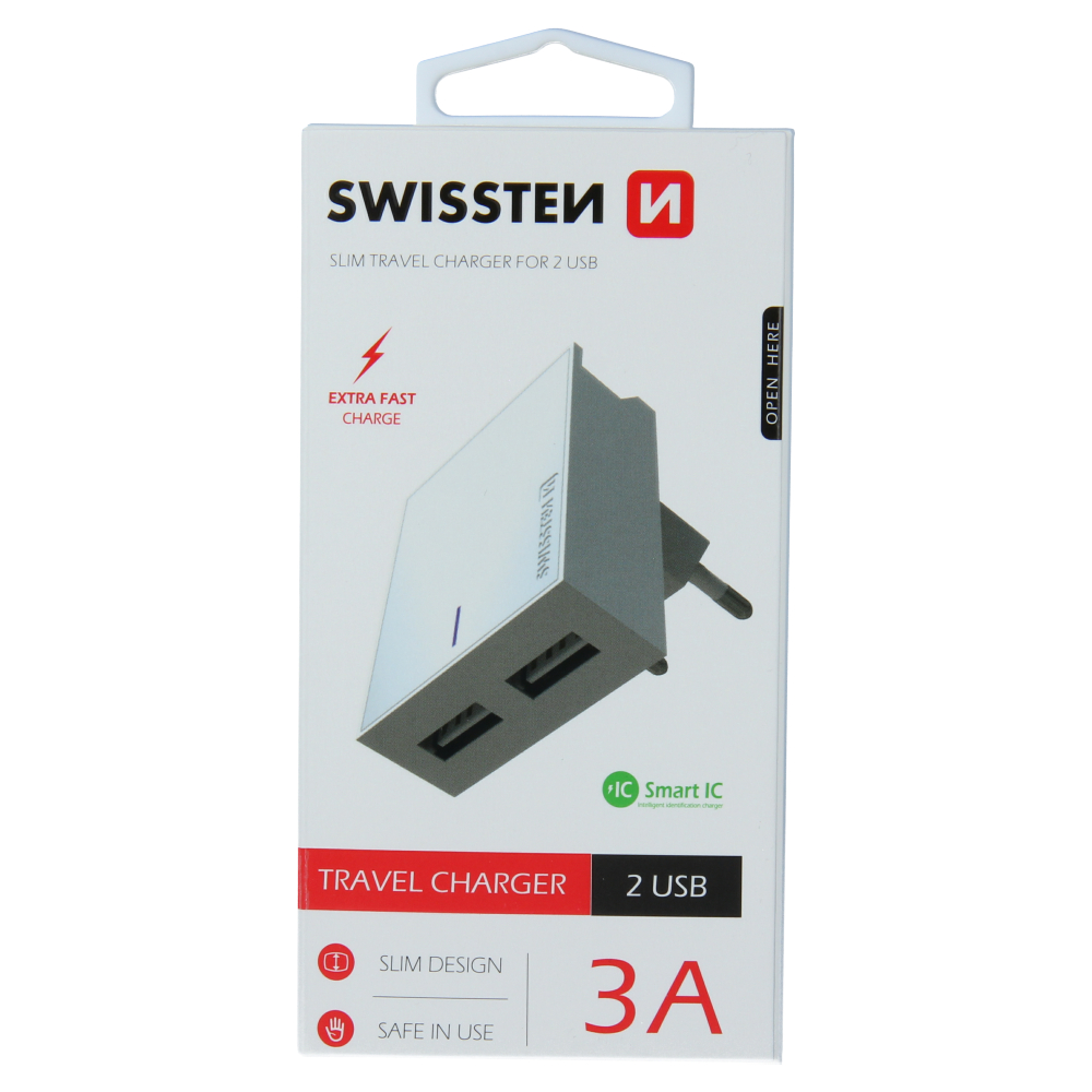 Incarcator cu doua porturi USB Smart IC SWISSTEN