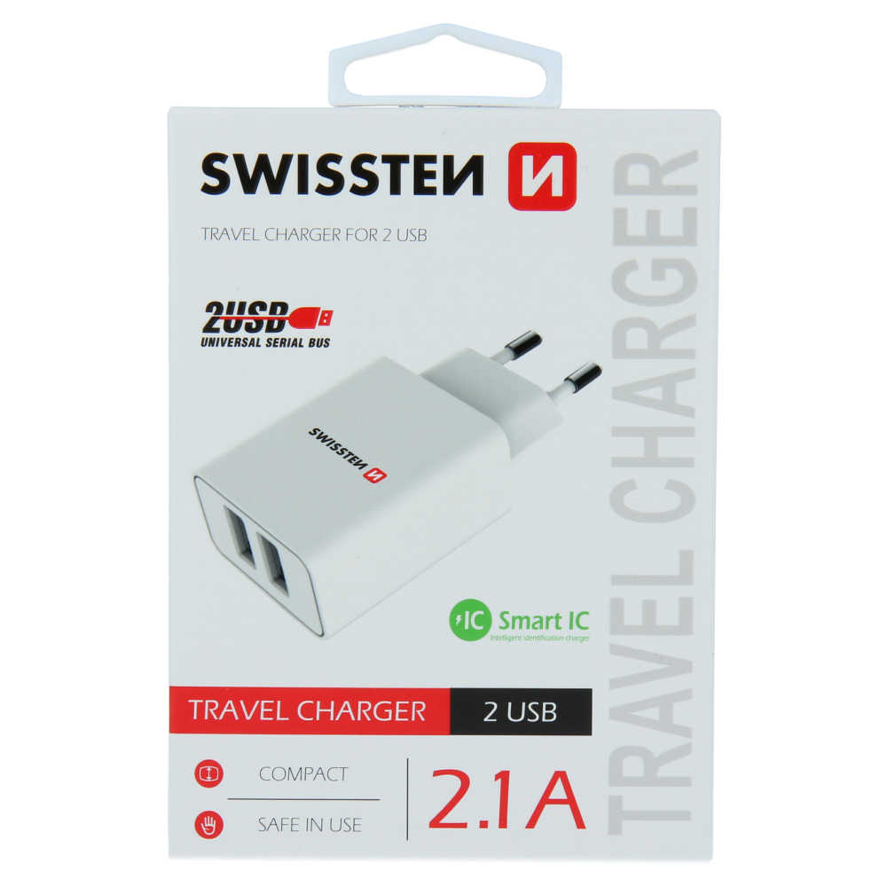 Incarcator cu doua porturi USB Smart IC 2.1A SWISSTEN