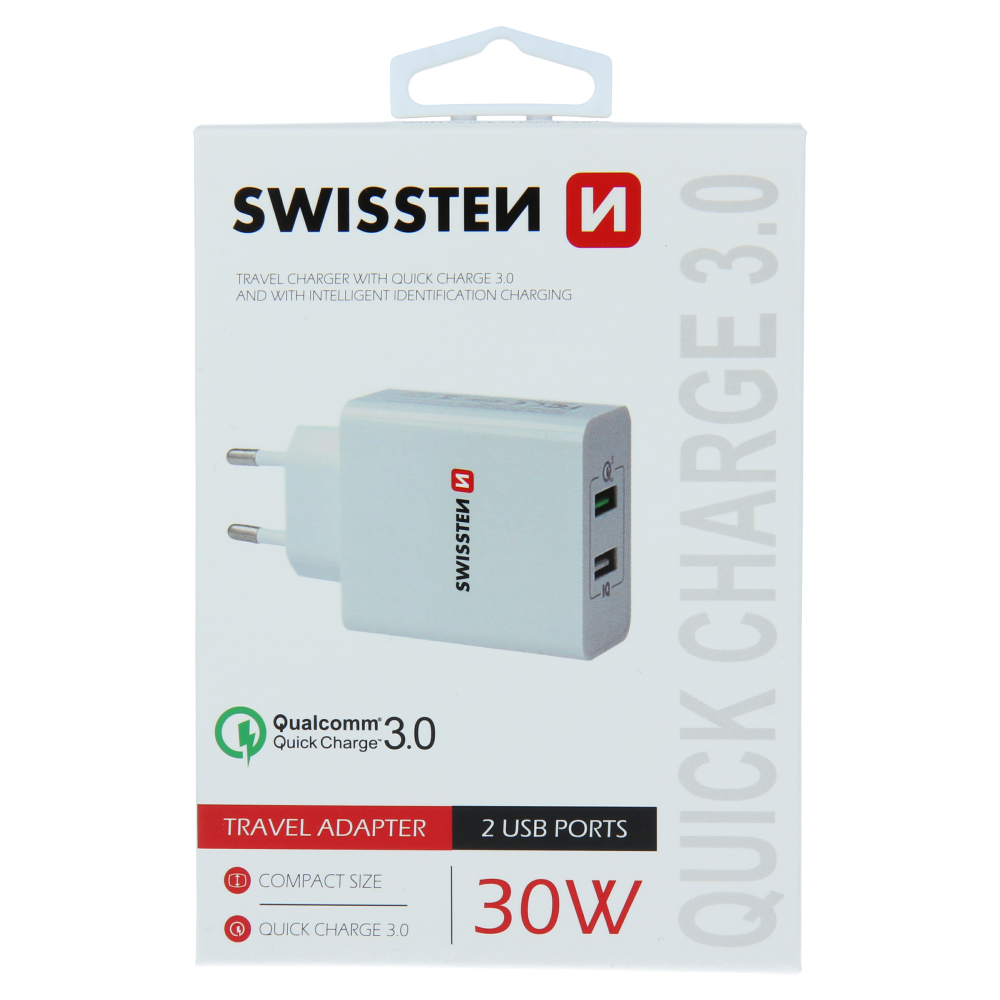 Incarcator cu doua porturi USB Smart IC Qualcomm SWISSTEN 