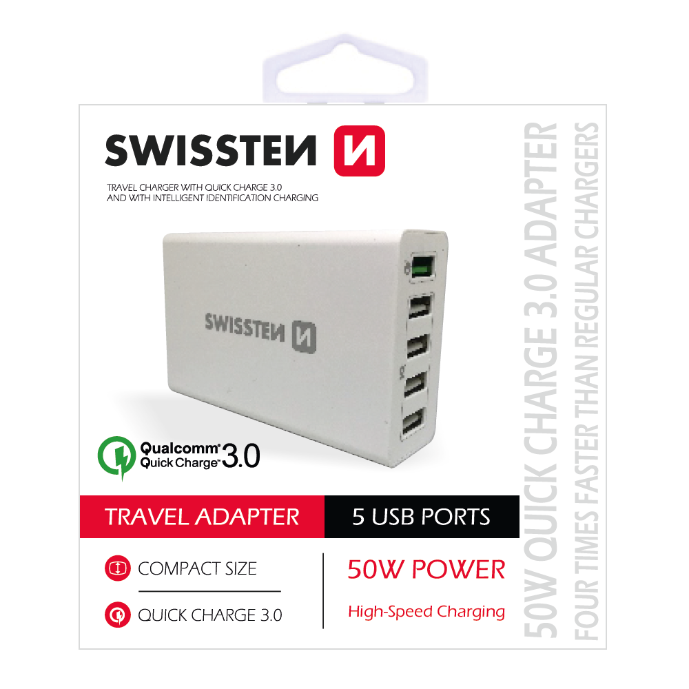 Incarcator cu cinci porturi USB Smart IC Qualcomm SWISSTEN