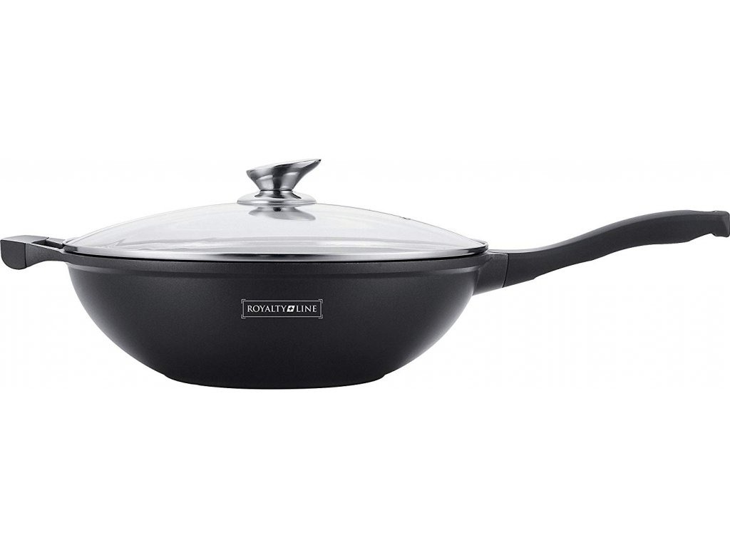 Tigaie wok cu capac si interior marmorat 28cm Royalty Line 