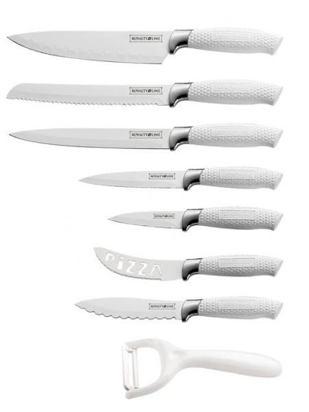 Set cutite 8 piese manere albe Royalty Line