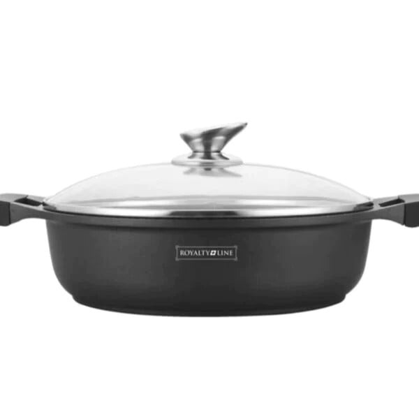 Cratita marmorata joasa cu capac 28 cm Royalty Line RL-BR28ML