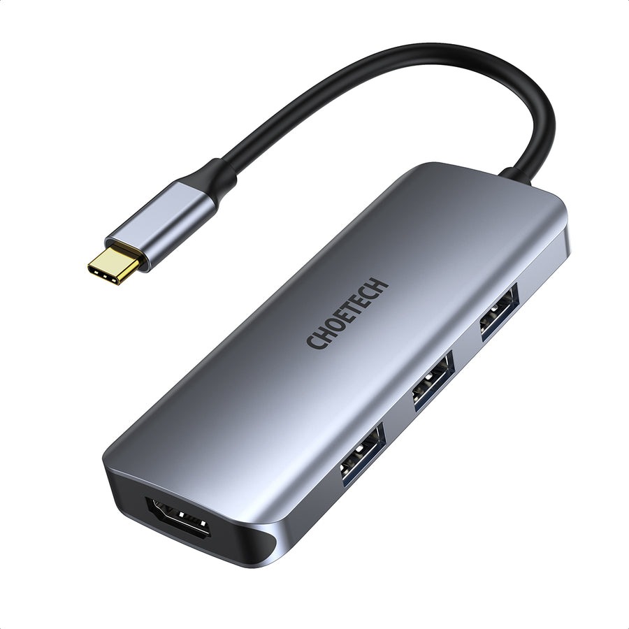 HUB multiport 7in1, USB-C la 3xUSB 3.0,HDMI 4K,PD 100W,1xSD/microSD CHOETECH 