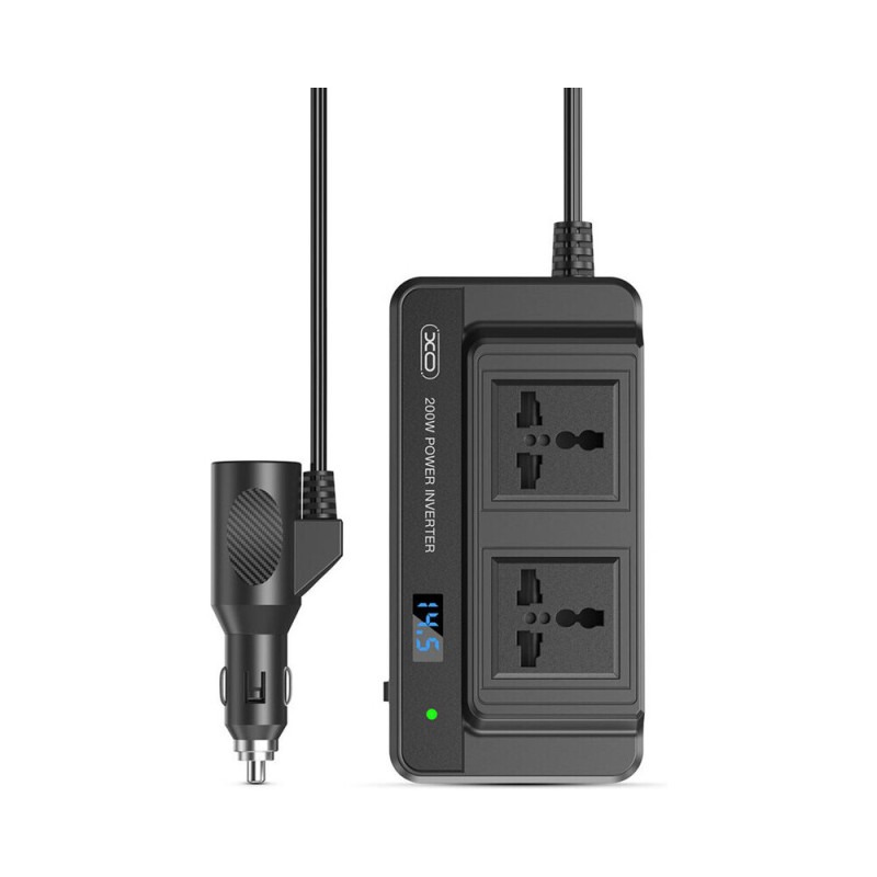 Invertor auto 2x 220AC, 2x USB-A, 1xTypec, 200W, display led XO