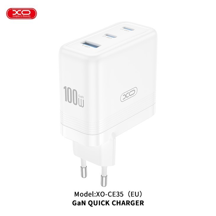 Incarcator retea 2xTypeC, 1xUSB-A, 100W GaN, XO
