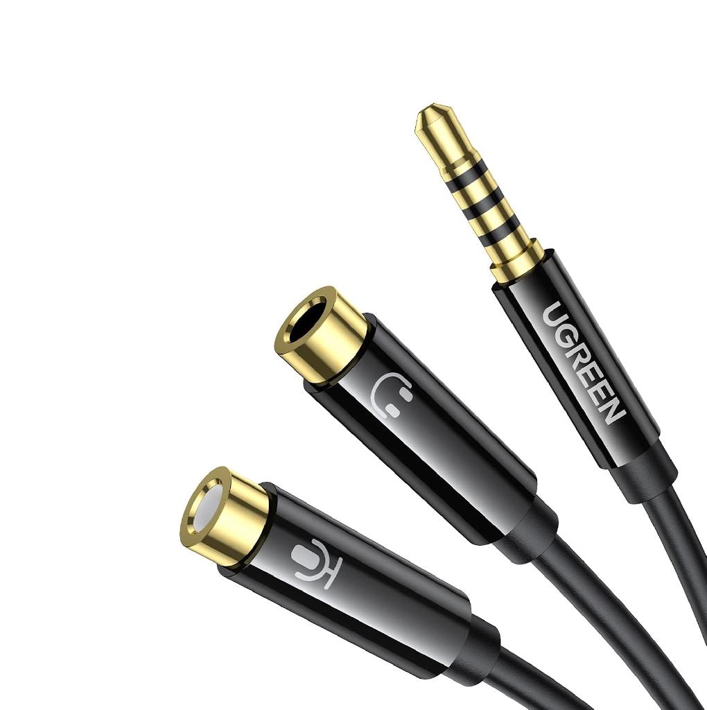 Cablu audio AV141 stereo, Jack 3.5mm(T) la 2xJack 3.5 mm(M), 0.2m UGREEN 