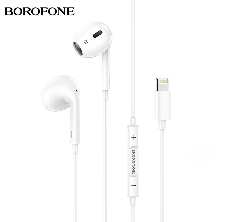 Casti audio cu microfon si control volum pe fir,mufa Lightning, HiFi, BT V5.0 BOROFONE 