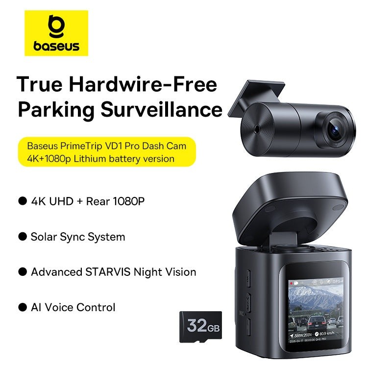 Camera auto DASHCAM Baseus PrimeTrip VD1 Pro, 4K 1080P, acumulator, Incarcare solara, unghi pana la 170 grade, PrimeTrip VD1 Pro BASEUS 