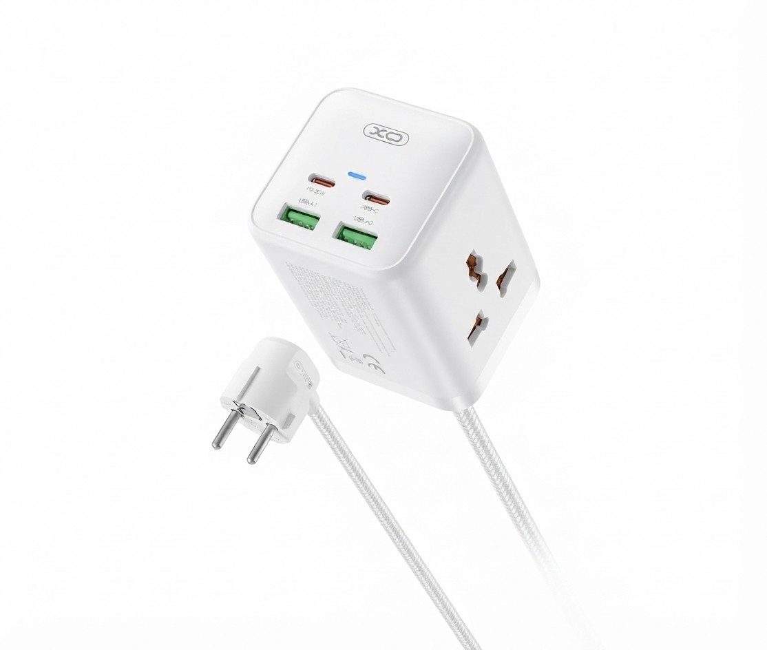 Prelungitor multifunctional, 2xAC, 2xUSB-A, 2X TypeC, 65W, cablu 1,5m XO WL24