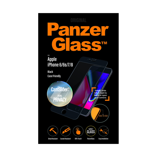 Folie sticla antisoc pentru iPhone 6/6s/7/8, privacy, camslider, negru