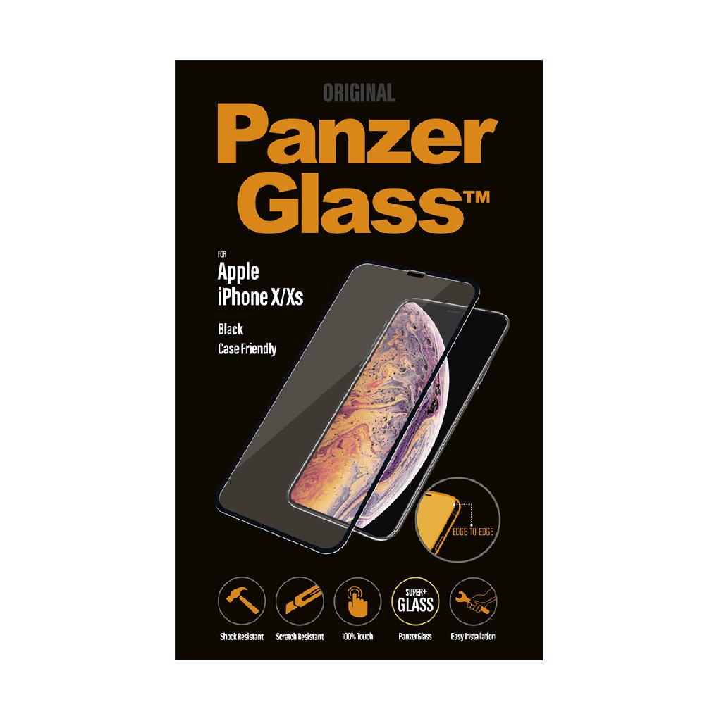 Folie sticla antisoc pentru iPhone X/XS casefriendly, negru, față - PanzerGlass