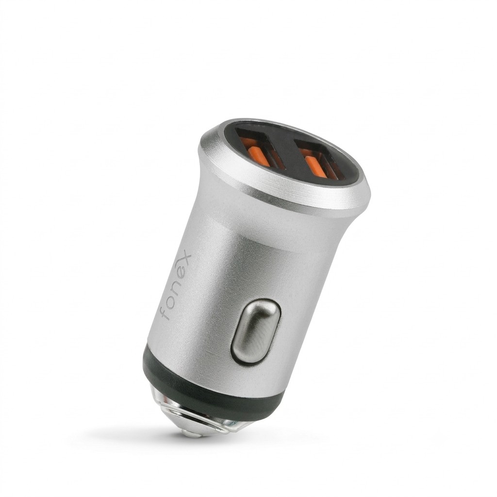 Incarcator auto cu doua porturi USB-A, 10W, argintiu FONEX SC2MS
