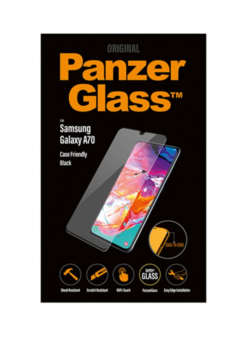 Folie sticla antisoc pentru Samsung Galaxy A70, negru, fata - PanzerGlass