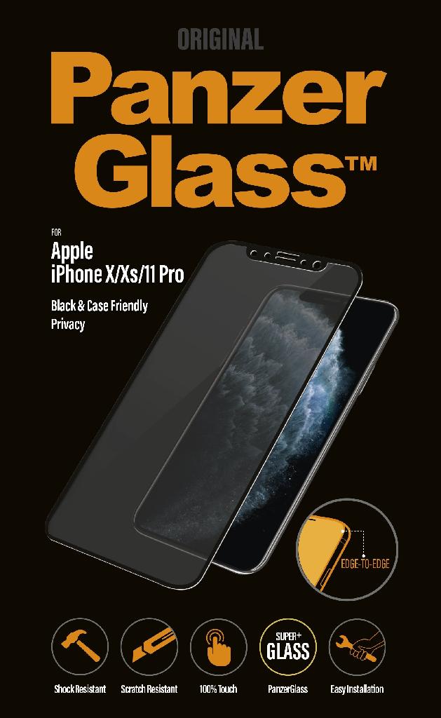 Folie sticla antisoc pentru iPhone X/Xs/11 Pro, negru,privacy,fata - PanzerGlass