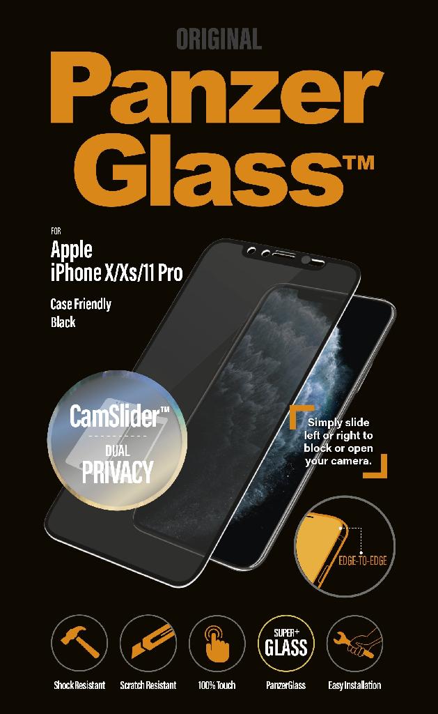 Folie sticla antisoc pentru iPhone X/Xs/11 Pro, privacy, negru, fata - PanzerGlass