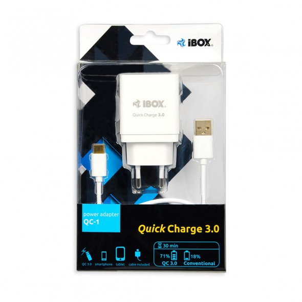 Kit incarcator retea cu USB 3.0 si cablu TypeC IBOX 